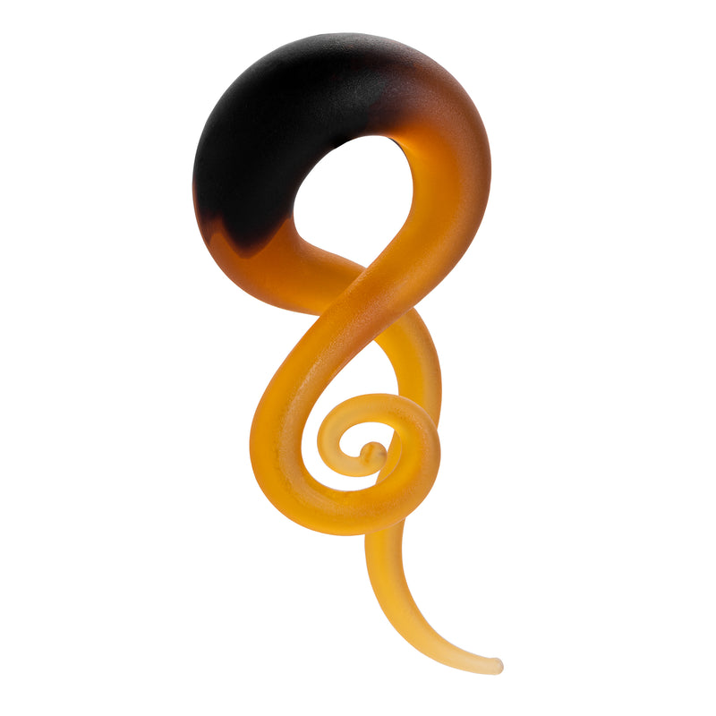 Pendants d'oreille spirale en verre orange & noir - Paire