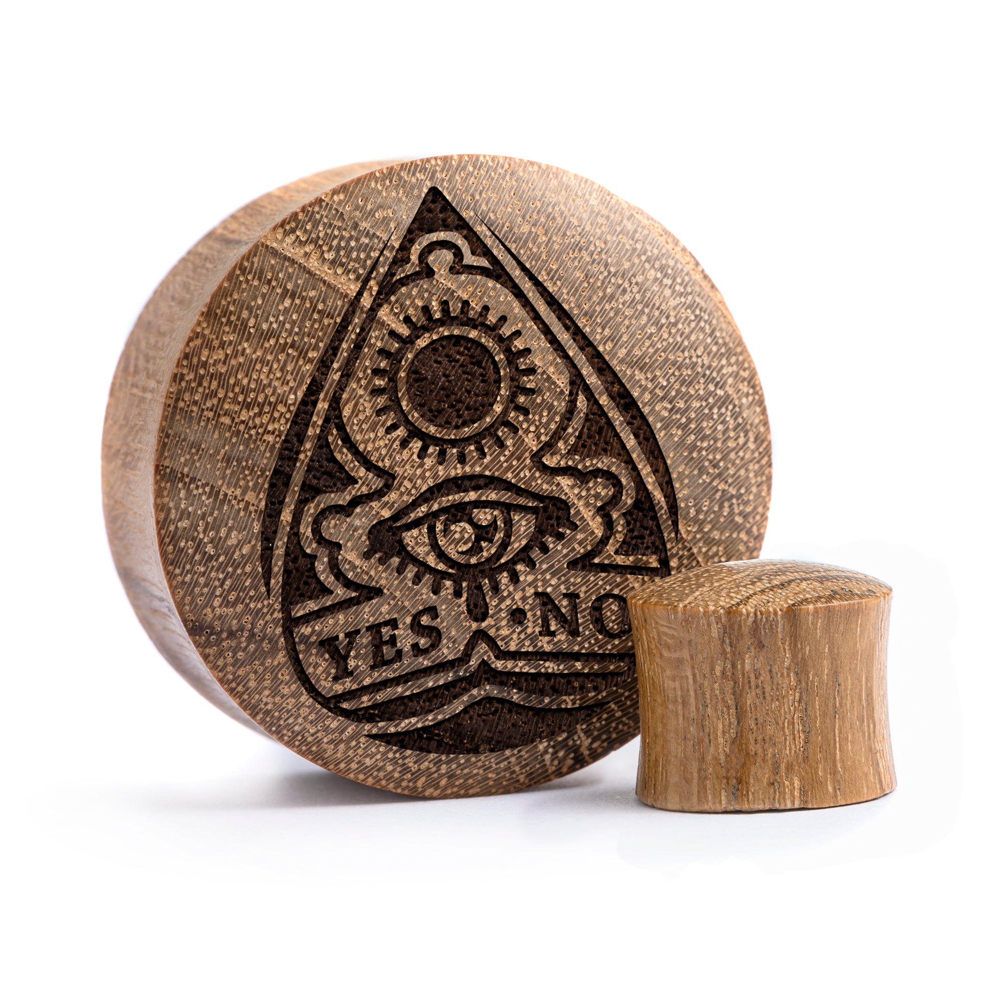 Ouija Planchette Plug / Gauge - Teakholz | Konvexe Doppelaufgeweitet
