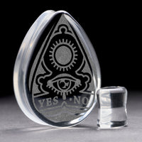 Plug / Gauge de planchette Ouija - Verre transparent en forme de goutte | Double flare à face plate