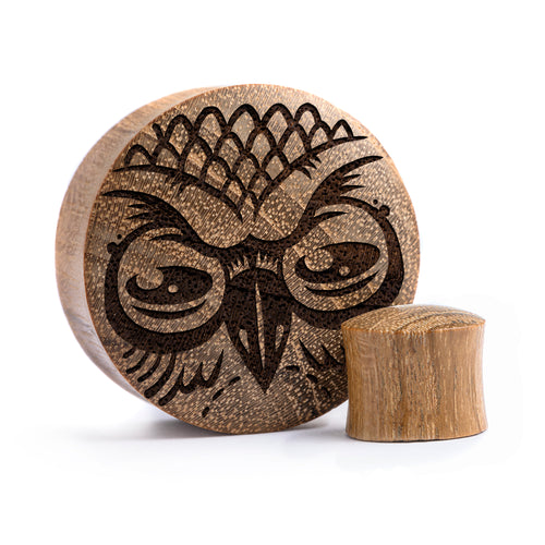 Owl Plug / Gauge - Teak Wood | Convex Double Flare