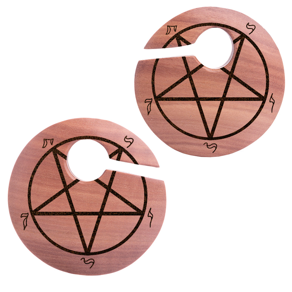 Pentagramm - SABA Offset Schlüsselloch -Holzohrgewichte (Paar)