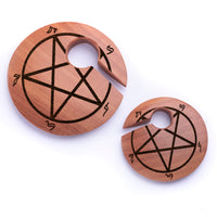 Pentagramm - SABA Offset Schlüsselloch -Holzohrgewichte (Paar)
