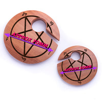 Pentagramm - SABA Offset Schlüsselloch -Holzohrgewichte (Paar)