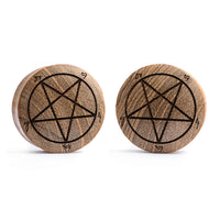 Pentagram Plug / Calibre - Bois de teck | Double évasement convexe