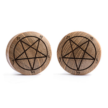 Starburst Mandala Zier Tattoo Plug / gauge - Saba Wood | Doppelaufgeweitet mit flachem Gesicht