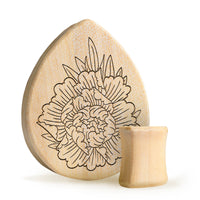 Plug Pivoine / Gauge - Goutte d’eau Bois Crocodile | Double flare à face plate