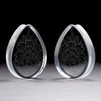Plug Peony / Gauge - Goutte en verre transparent | Double évasement à face plate