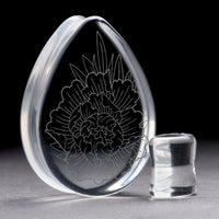 Plug Peony / Gauge - Goutte en verre transparent | Double évasement à face plate