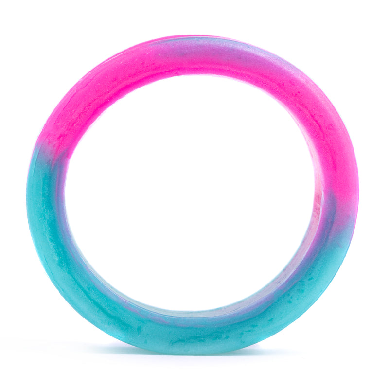 Tunnel d'oreille en silicone effet marbre rose & vert