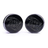 Plug / Gauge Pisces zodiaque - Verre noir | Face plate double évasé
