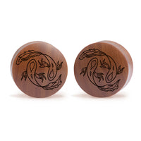 Plug / Gauge Pisces zodiaque - Bois de Saba | Convexe double évasé