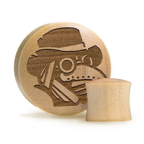 Plague Doctor Plug / Gauge - Crocodile Wood | Convex Double Flare