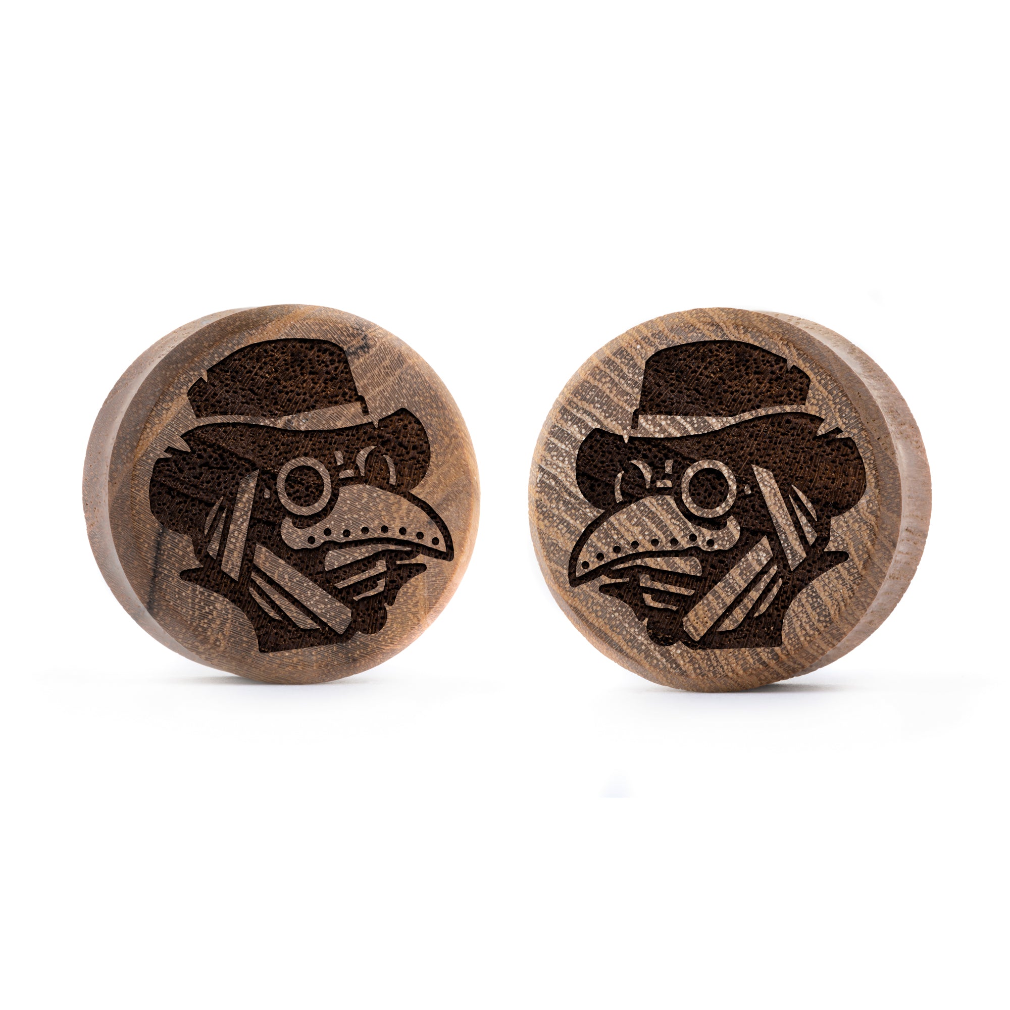 Alternative Tattooed man wearing 90er Retro Flammen Plug / Messgerät - Saba Holz | Flache Doppel-Dehnungsstäbchen