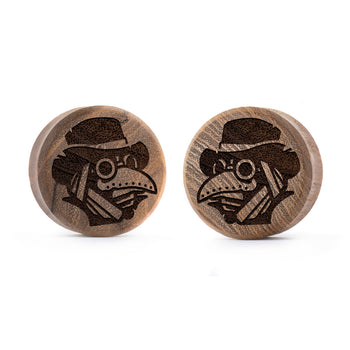 Alternative Tattooed man wearing 90's Retro Flames Plug / Gauge - Saba Wood | Flat Faced Double Flare