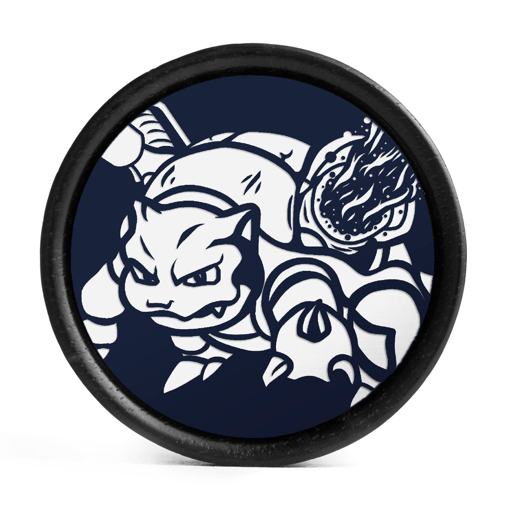 Blastoise Plug / Gauge - Blue & White Inlay Ebony Wood | Convex Double Flare - Lasered To Order In House At Custom Plugs HQ