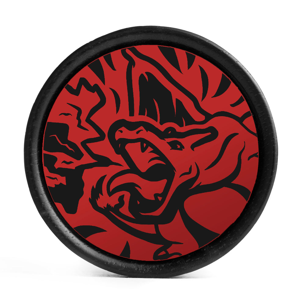 Charizard Plug / Gauge - Black & Red Inlay Ebony Wood | Convex Double Flare - Lasered To Order In House At Custom Plugs HQ