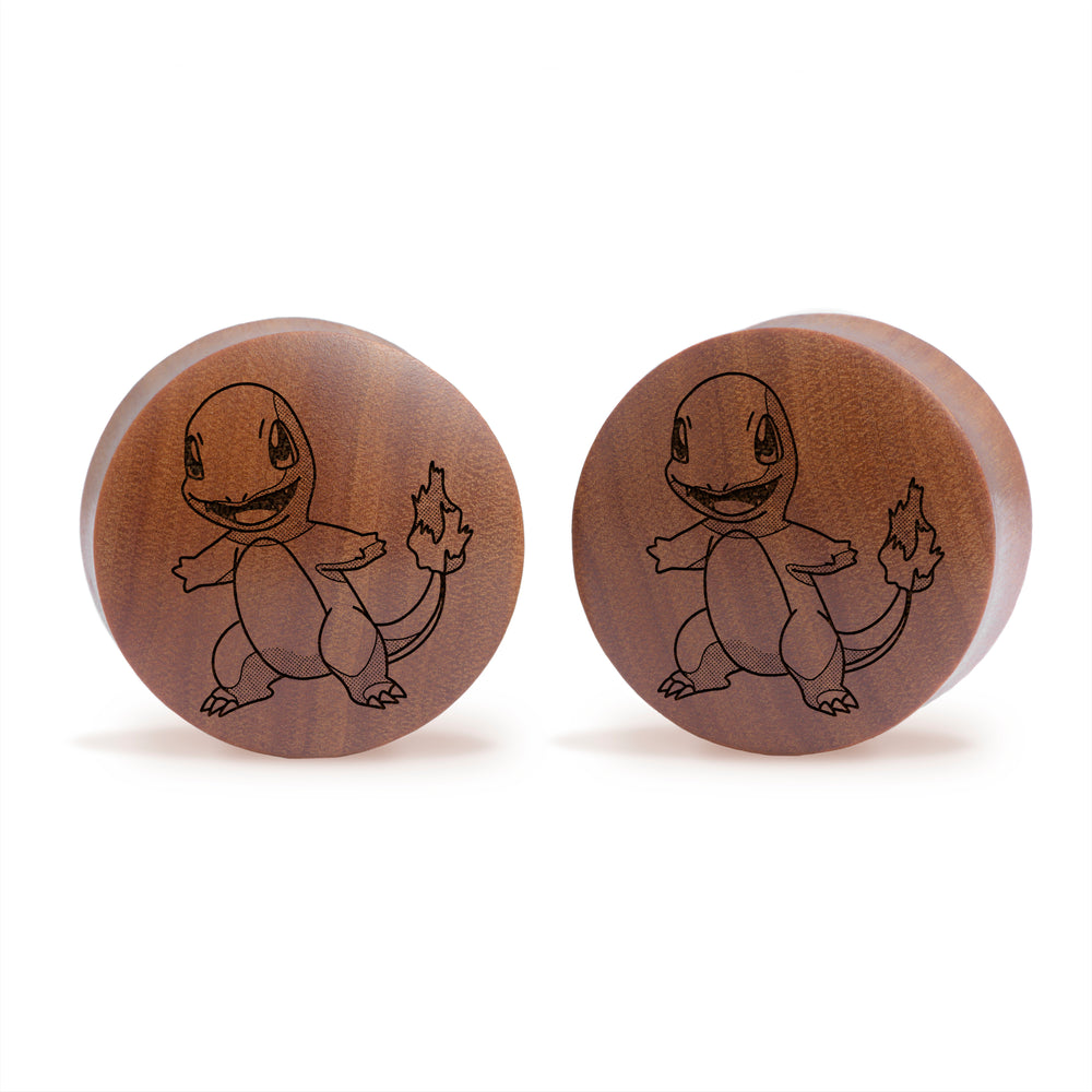 Charmander / Gauge - Saba Wood | Convex Double Flare - Lasered To Order In House At Custom Plugs HQ