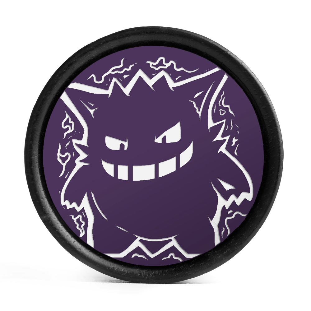 Gengar Plug / Gauge - Purple & White Inlay Ebony Wood | Convex Double Flare - Lasered To Order In House At Custom Plugs HQ