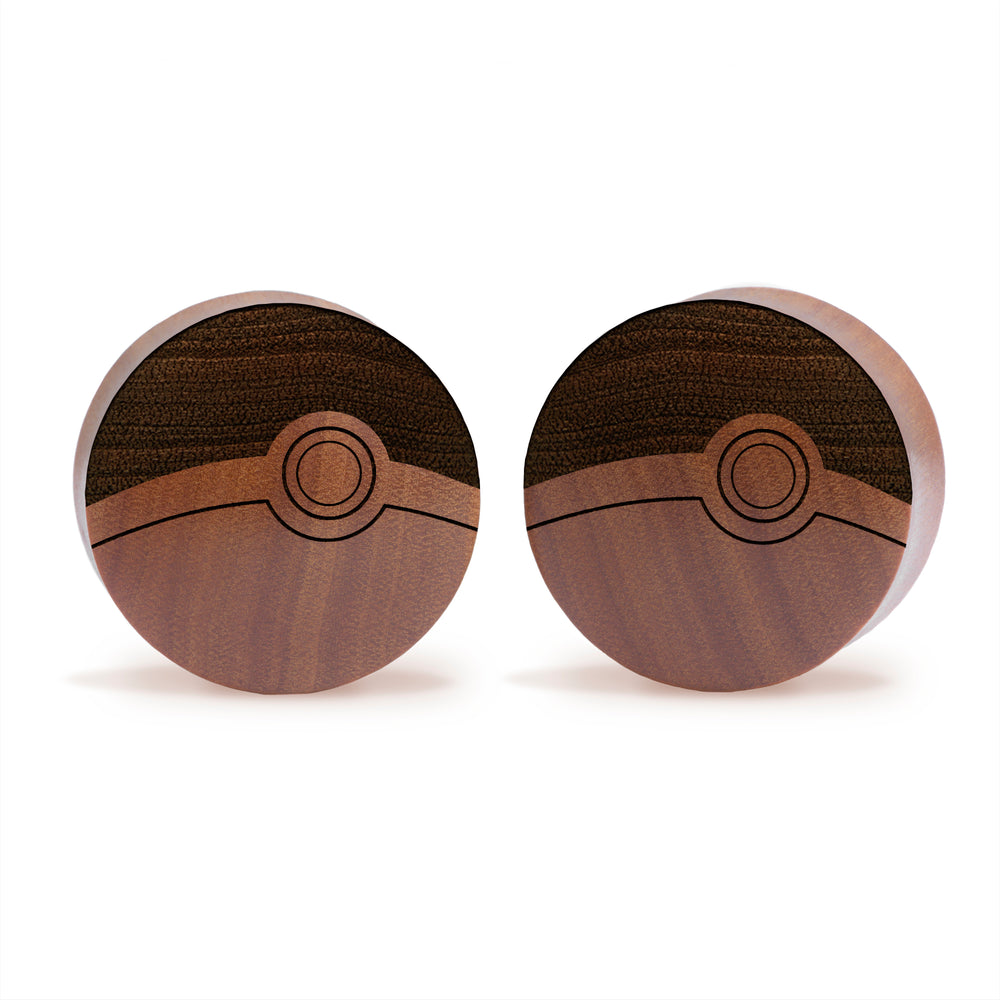 Pokeball / Gauge - Saba Wood | Convex Double Flare - Lasered To Order In House At Custom Plugs HQ