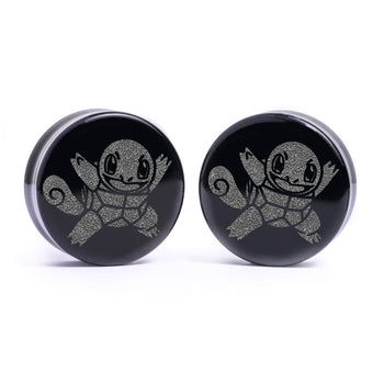 Pikachu Plug / Gauge - Yellow & Black Inlay Ebony Wood | Convex Double Flare