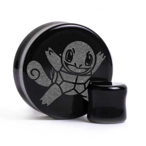 Squirtle Plug / Gauge - Black Glass | Flat Faced Double Flare