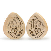 Mains en prière Plug / calibre - Bois crocodile en goutte | Double évasement à face plate