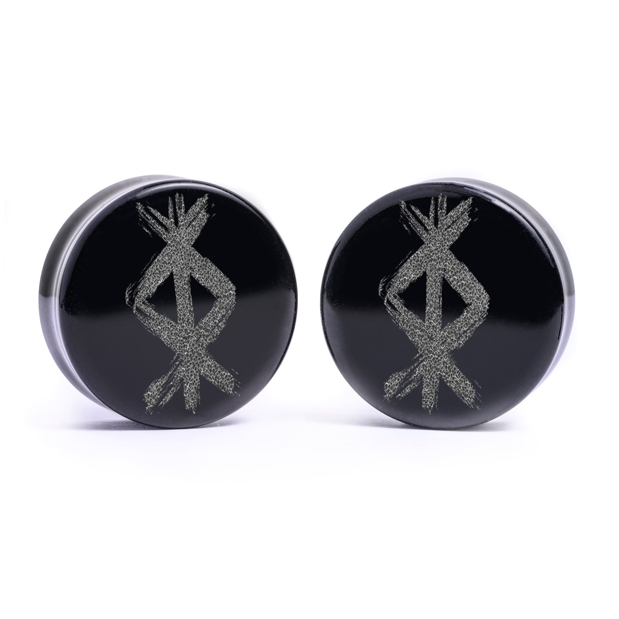 Kitsune Fox Mask Plug / Gauge - Black Glass | Flat Faced Double Flare