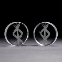 Plug / Gauge Rune de protection viking - Verre transparent | Face plate double évasé