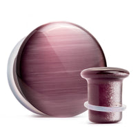 Plug / Gauge en verre œil de chat simple évasé violet