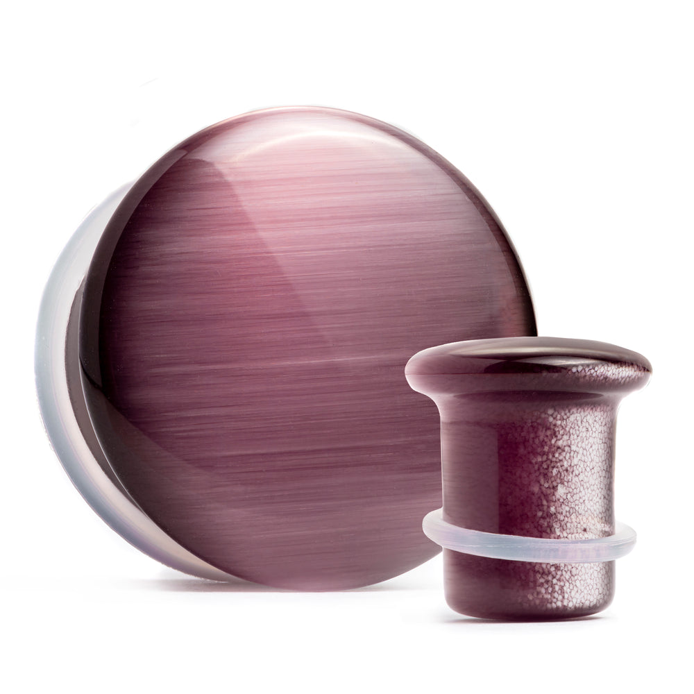 Purple Cats Eye Single Flare Glass Plug / Gauge - Single Flare Ear Plugs / Gauges in 3mm (2g), 20mm (13/16th)
