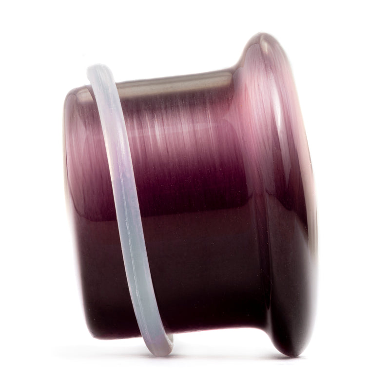 Plug / Gauge en verre œil de chat simple évasé violet