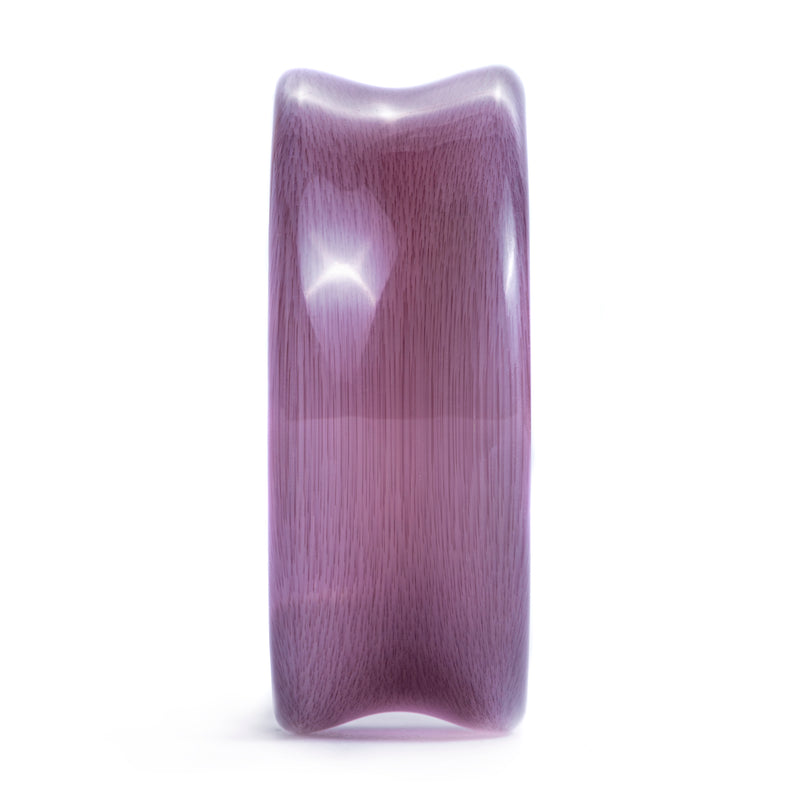 Tunnel d'oreille en verre œil de chat violet