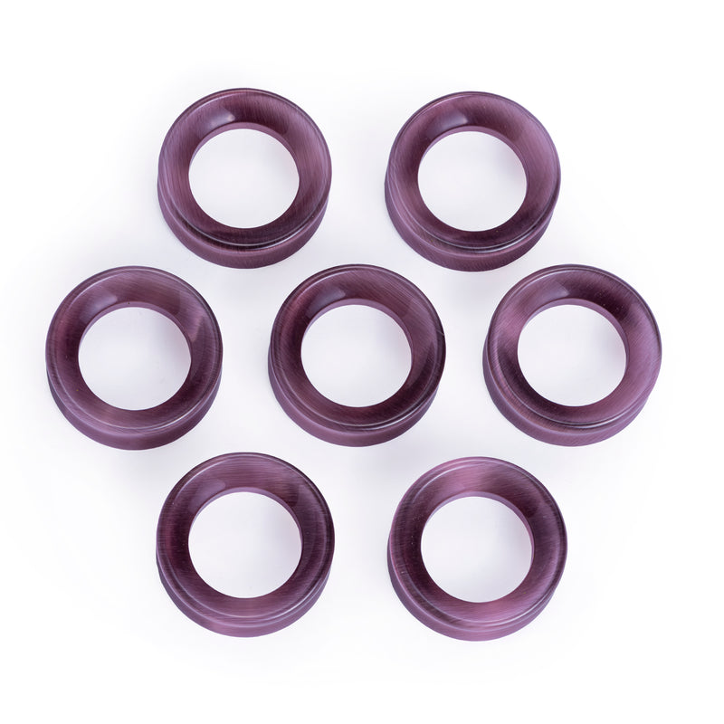 Tunnel d'oreille en verre œil de chat violet