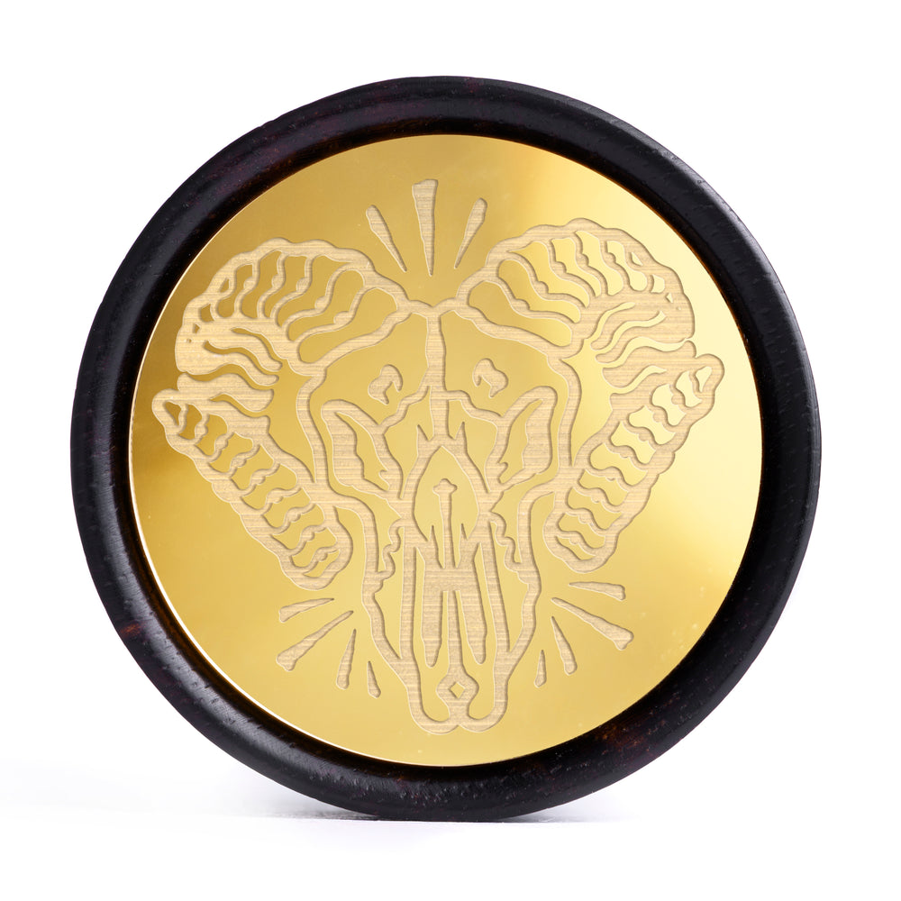 Ram Schädel Plug / gauge - Gold Inlay Ebony Wood | Konvexe Doppelaufgeweitet