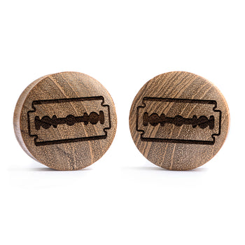 Razor Blade Plug / Gauge - Teak Wood | Convex Double Flare