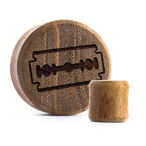 Razor Blade Plug / Gauge - Teak Wood | Flat Faced Double Flare