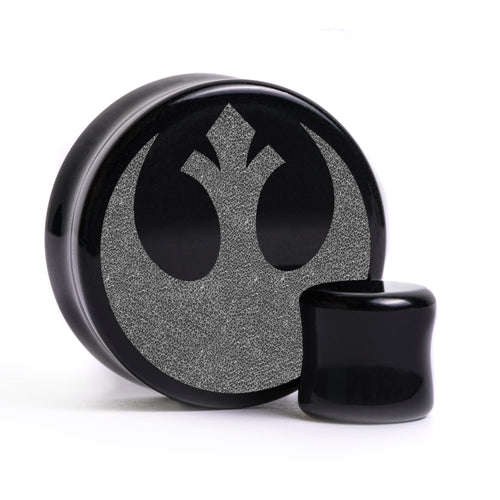 Rebel Alliance Plug - Black Glass | Flat Faced Double Flare
