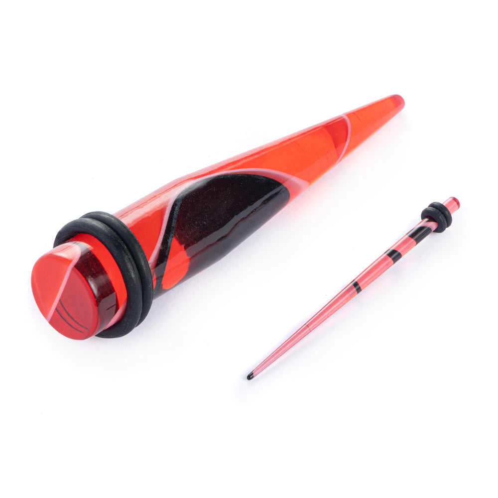 Single Red Marble Taper For Stretching in Sizes 1.6mm to 10mm - Acrylic Tapers for Stretching 14g to 00g
