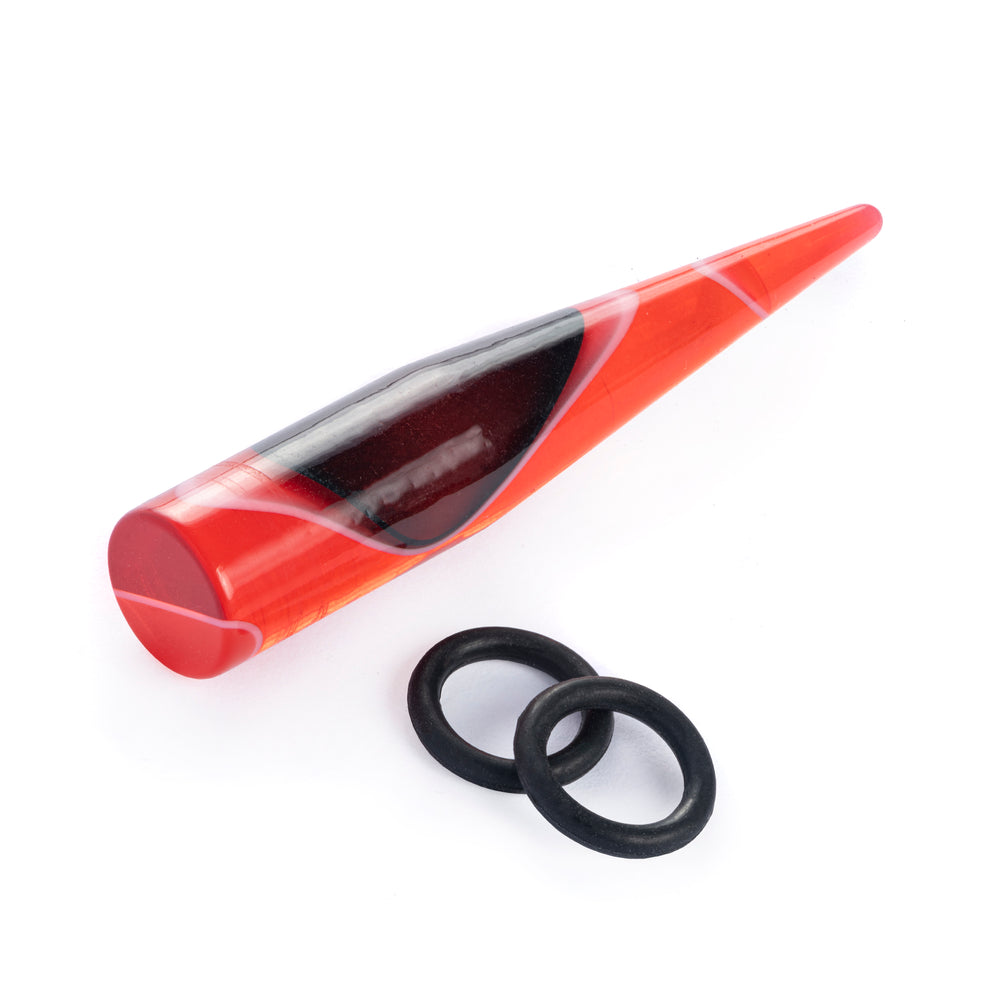Single Red Marble Taper For Stretching in Sizes 1.6mm to 10mm - Acrylic Tapers for Stretching 14g to 00g