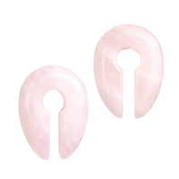 Poids d'oreille pince trou de serrure en pierre de quartz rose - Paire