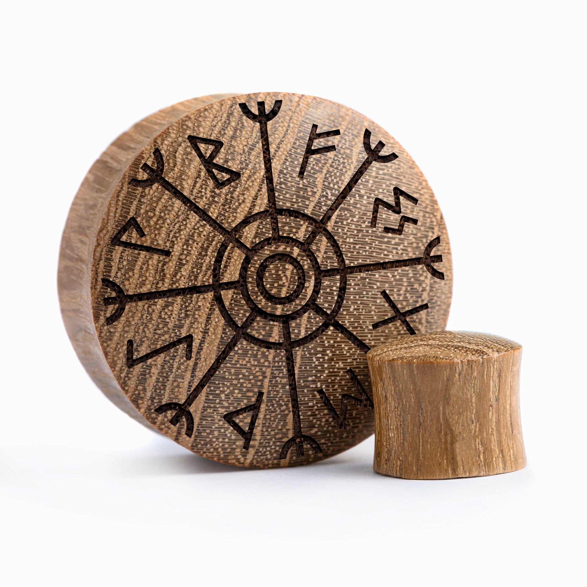 Runic Plug / Gauge - Teak Wood | Convex Double Flare
