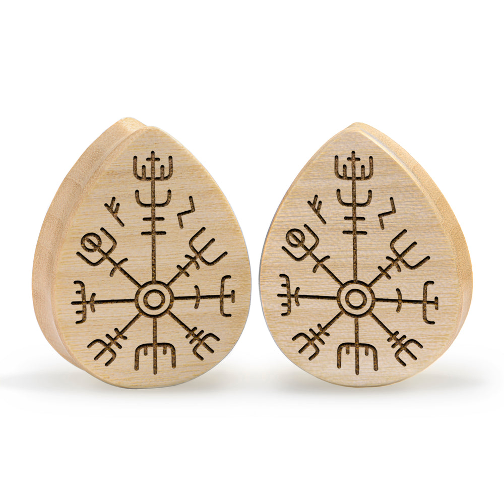 Runic Plug / Gauge - Tränenkrokodilholz | Doppelaufgeweitet mit flachem Gesicht