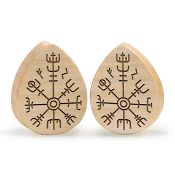 Guy wearing cool Brown Saba Wood Teardrop Wood Ear Plug / Gauge