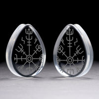 Runic Plug / Calibre - Verre transparent en forme de goutte | Double évasement à face plate