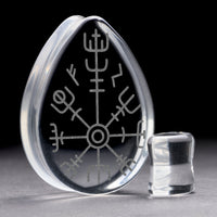 Runic Plug / Calibre - Verre transparent en forme de goutte | Double évasement à face plate