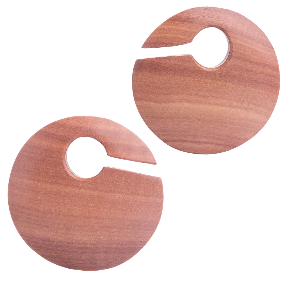 Saba - Offset Keyhole Wooden Ear Weights (Pair) - Pair of Wooden Ear Weights