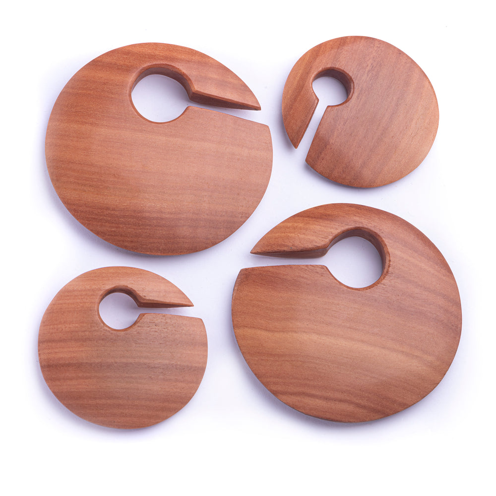 Saba - Offset Keyhole Wooden Ear Weights (Pair) - Pair of Wooden Ear Weights