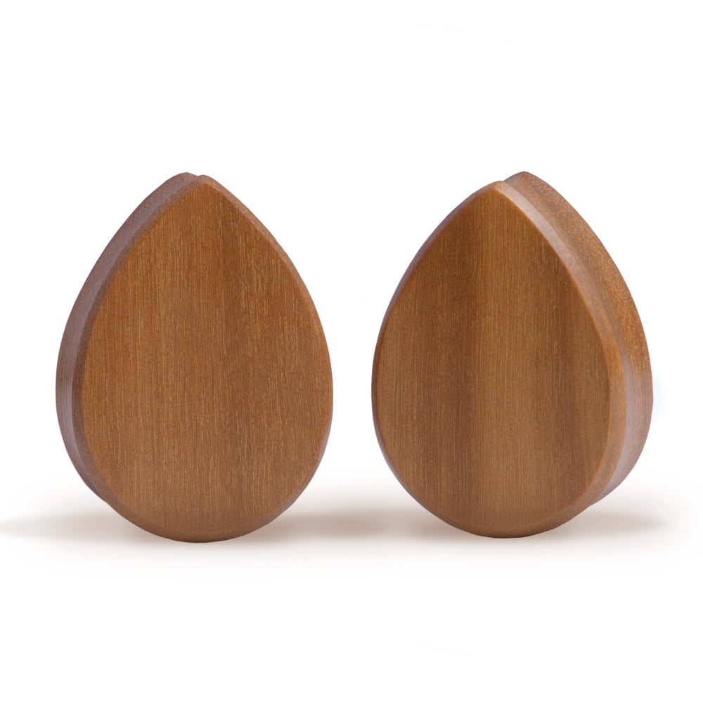 Brown Saba Wood Teardrop Wood Ear Plug / Gauge - Double Flare Wooden Ear Plugs / Gauges in 8mm (0g) - 50mm (1 3/16")