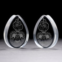 Sacred Heart Plug / Calibre - Goutte en verre transparent | Double évasement à face plate