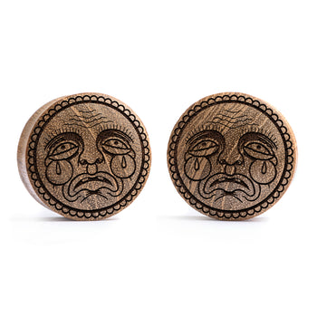 Ram Schädel Plug / gauge - Silber Inlay Ebony Wood | Konvexe Doppelaufgeweitet